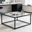 Table basse moderne carrée en verre avec structure en métal, table de salon minimaliste pour petits espaces, assemblage facile, plateau en verre trempé-521697887