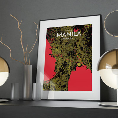 Manila City Map in Contrast 1 Piece Wall Art
