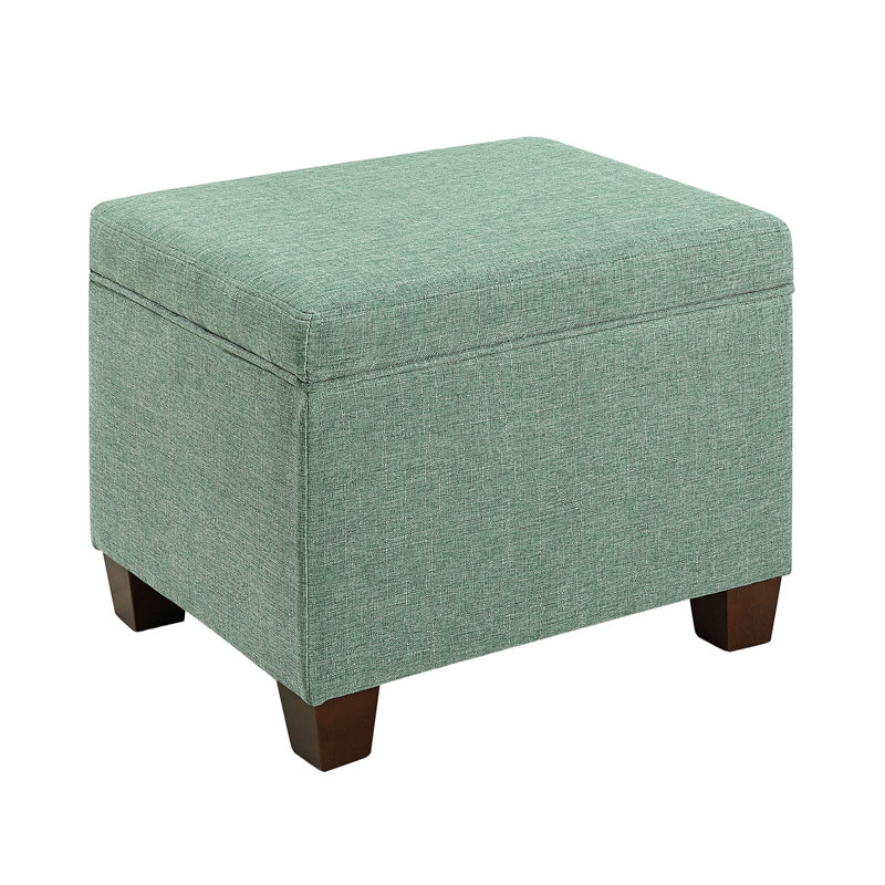 Akifa 21.50" Wide Upholstered Rectangle Storage Ottoman, Green Linen