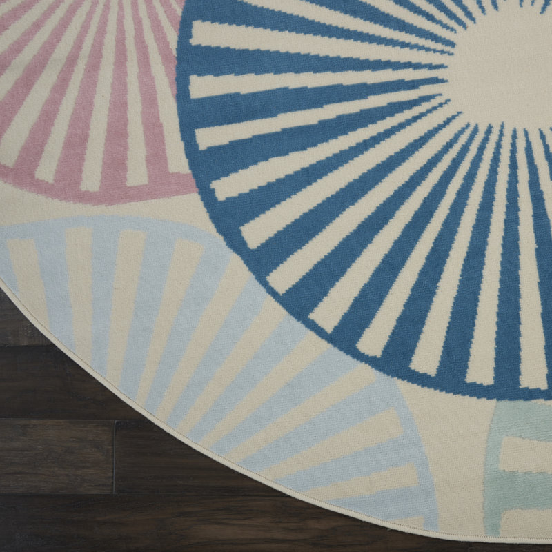 Tapis ivoire moderne Bo, Rond 8 pi