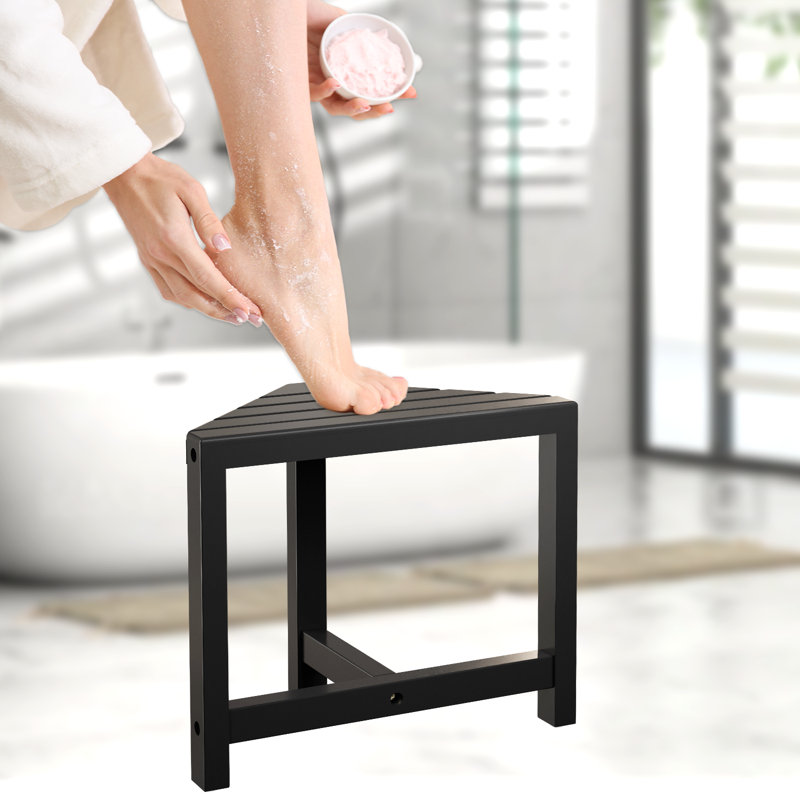 Tabouret de douche noir, petit banc de douche d'angle intérieur - Repose-pieds pour le rasage de la douche, Noir
