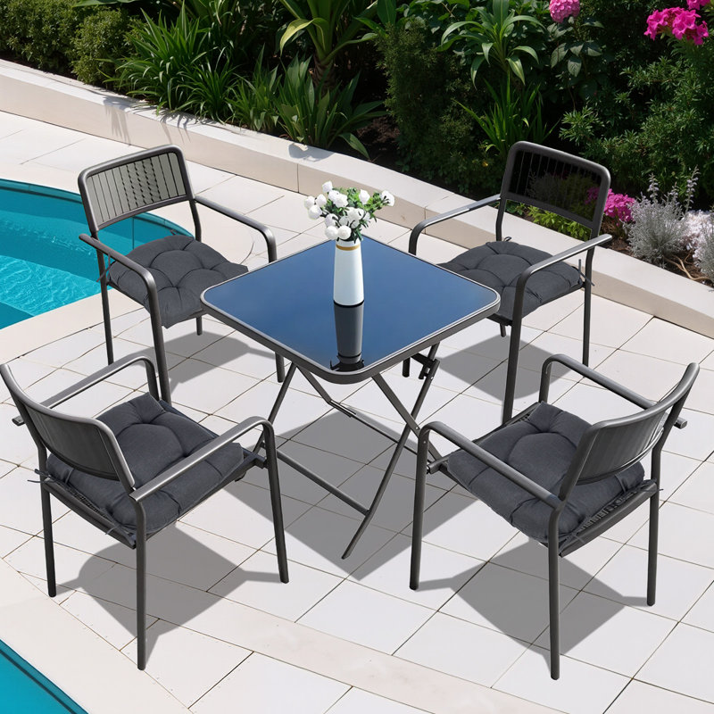 Coussins de chaise touffetés pour l'extérieur, Dark Gray
