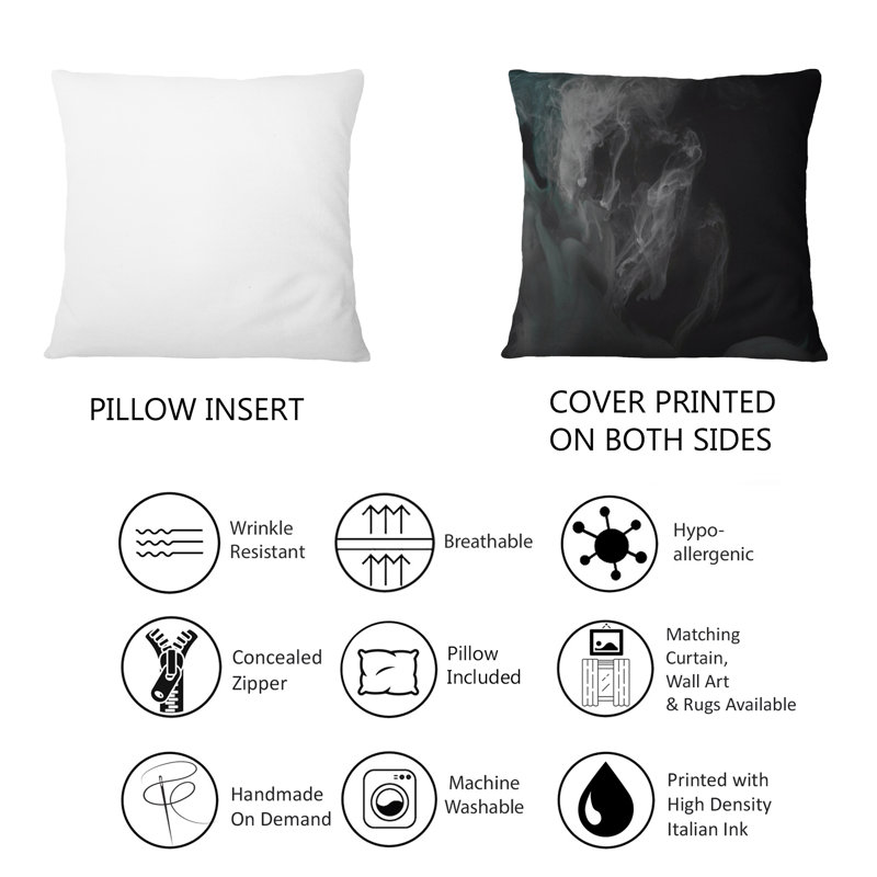 Coussin décoratif abstrait gris tourbillonnant gris abstrait I
