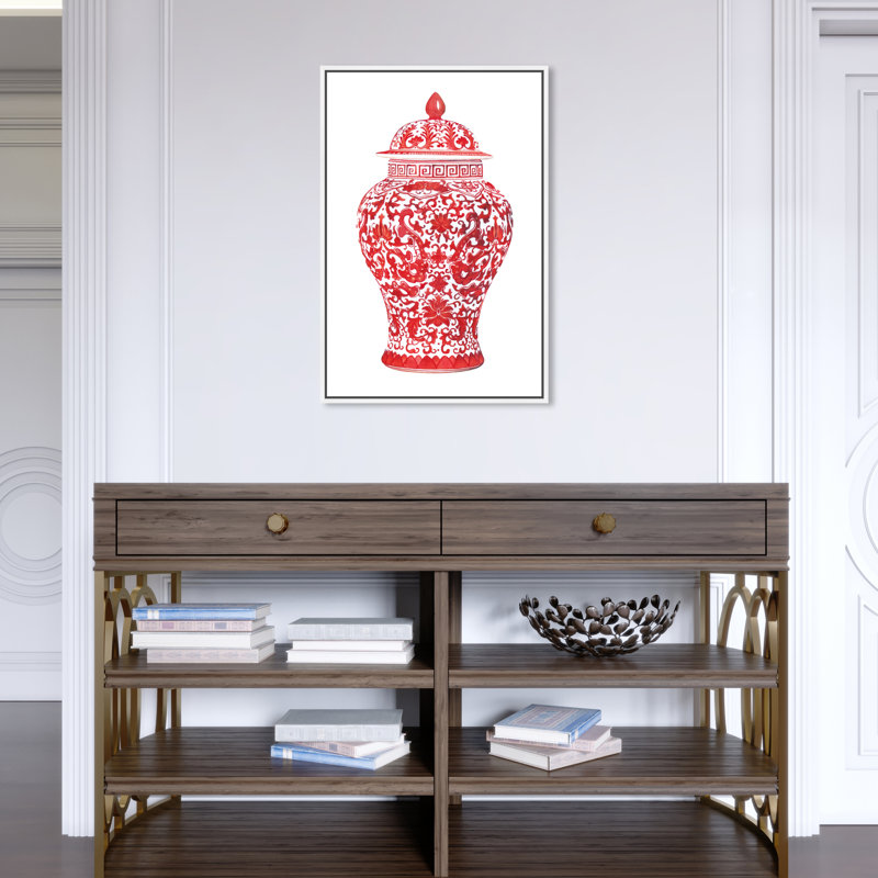 «Red Chinese II» - cadre flottant, impression, Cadre flottant blanc, Noir, H 24 po x l 16 po