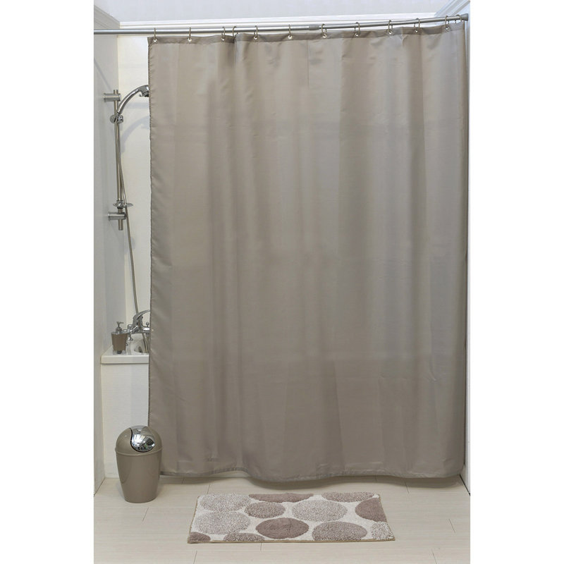 Solid Colors Extra Long Shower Curtain Polyester with Matching Hooks, Taupe