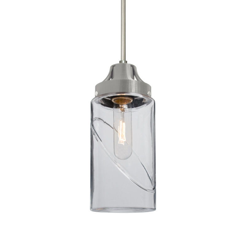 Casen 1 - Light Single Cylinder Pendant, Satin Nickel, Clear