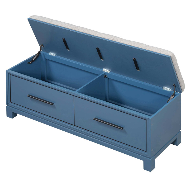 Banc à chaussures avec coussin amovible et rangement dissimulé, Marine