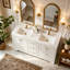 Meuble de salle de bain sculpté de style français 60 po - Beaucoup de rangement - 4 portes à fermeture en douceur et 3 tiroirs-1615366167