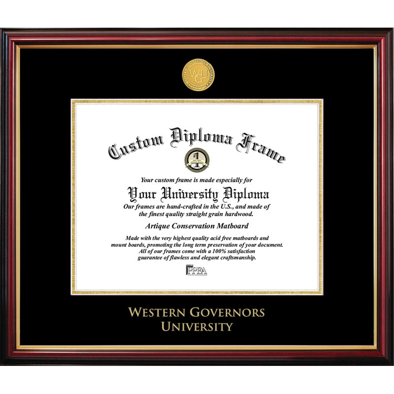 Cadre de petit diplôme de l'Université Western gouverneurs, L 11 po x H 8,5 po, NCAA Western gouvernors University