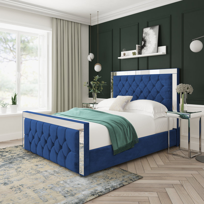 Upholstered Divan Bed, Blue, Small Single (2'6)