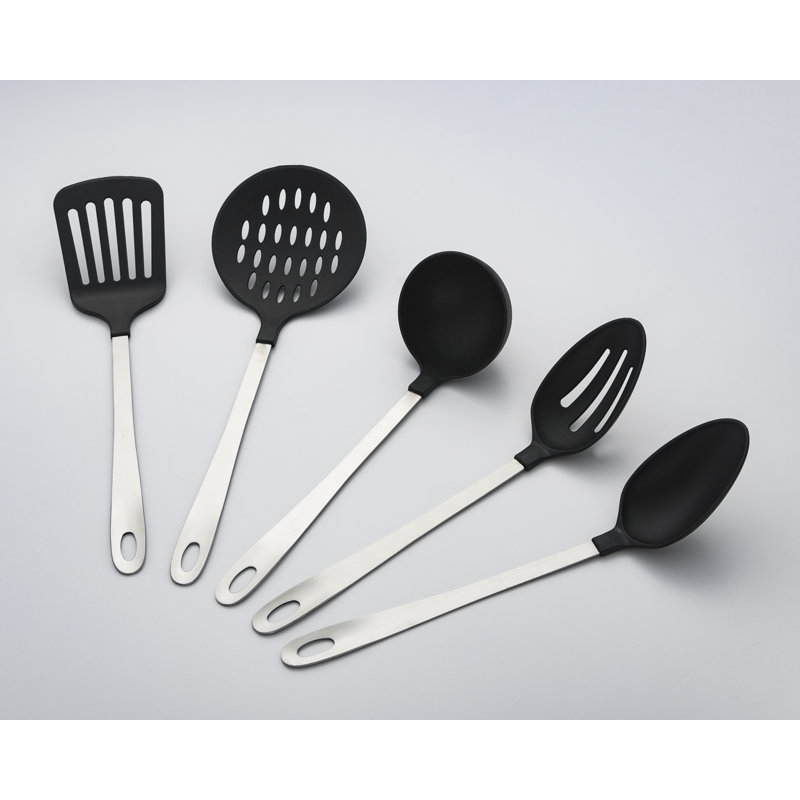 ExcelSteel 6-Piece Stainless Steel Kitchen Tool Set with Black Nylon Tips