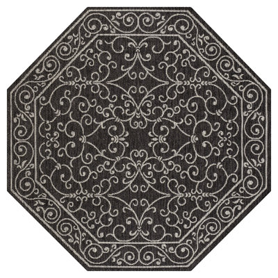 Hagerman Vintage Filigree Textured Weave Black/Gray Indoor/Outdoor Rug