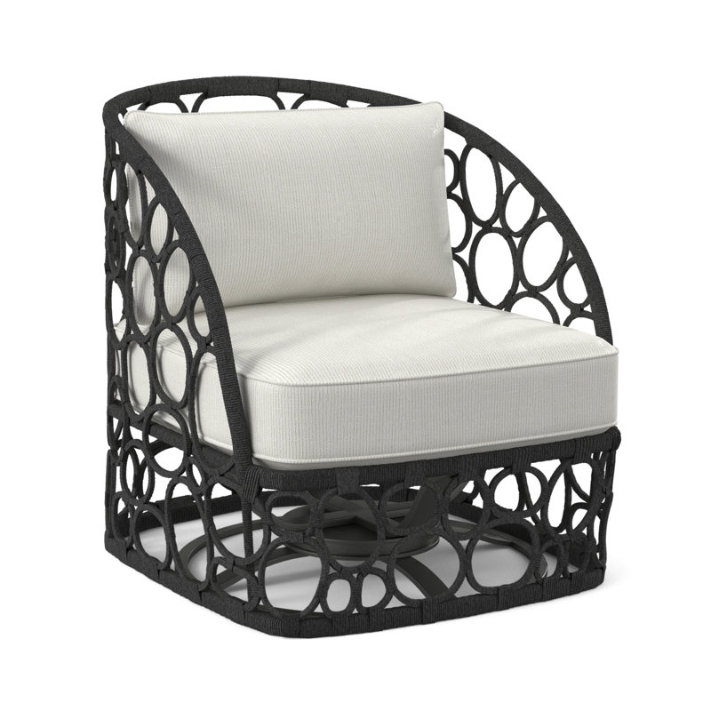 Bali Swivel Patio Chair with Cushions, Cream Outdoor Poly 6070-002, Lava