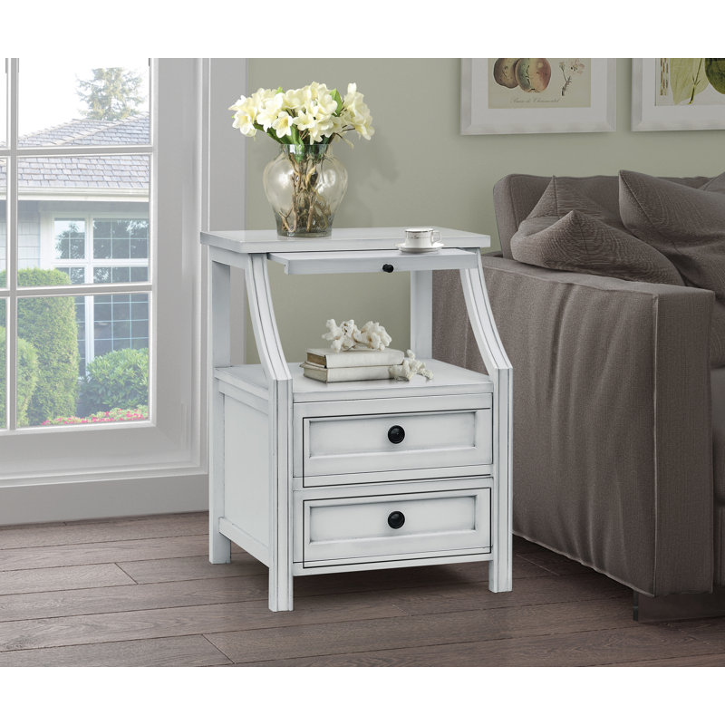 Commode décorative 2 tiroirs Gregorio, Beige