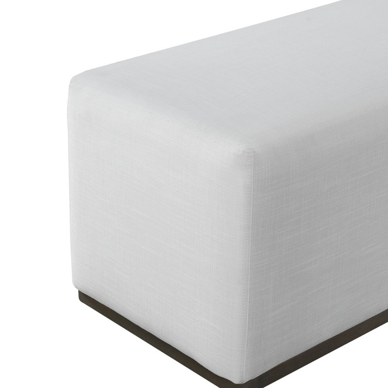 Rectangle en blanc, utilisant du bois et du tissu, 48,27 pouces de long, 19,01 de large, 18,23 de haut, 34,16 livres, apparence élégante, expérience confortable, structure durable, couleur blanche à usages multiples avec