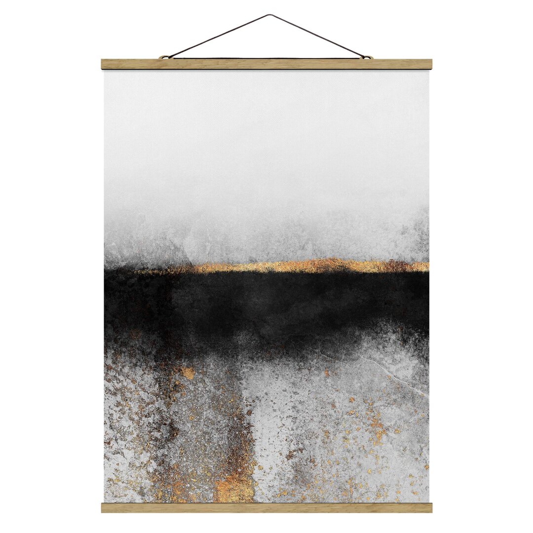 Wandbild Abstract Golden Horizon Black White von Elisabeth Fredriksson