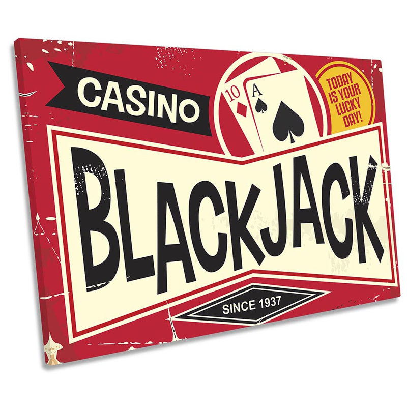 Casino Blackjack Retro - Wrapped Canvas Print, 50.8cm H x 76.2cm W