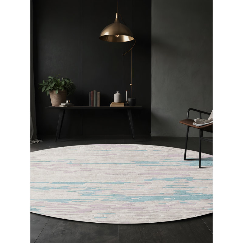 Machine Washable Gray Area Rug, Round 3'