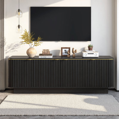 TV Stand with Fluted Door Fronts,Media Console with Adjustable Shelves and Cable Holes