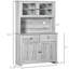 Buffet de cuisine 63,5 "avec huche, armoire de rangement pour garde-manger avec 4 tablettes, tiroirs, portes en verre encadrées, comptoir à micro-ondes ouvert