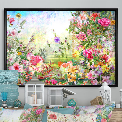 " Vintage Muticolored Spring Flowers V "