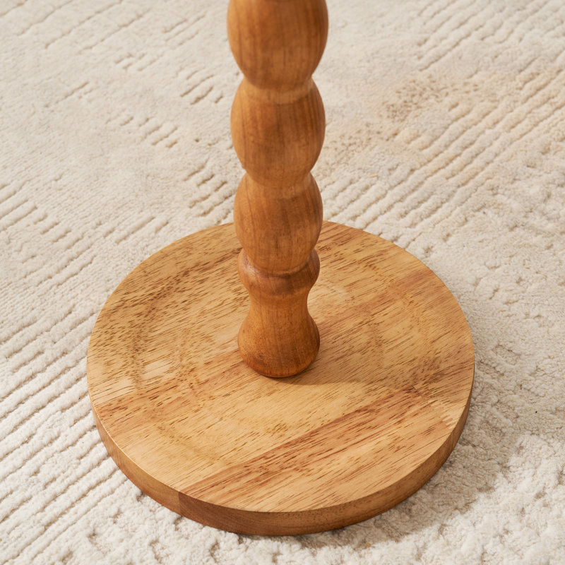 Solid Wood Round End Table,Pedestal Drink Table, Tall Plant Stand, Brown, Dark Brown Wood