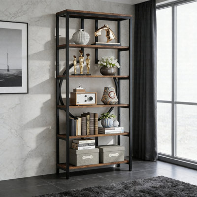 70.9" Industrial 6-Tier Bookshelf, Freestanding Open Bookcase Display Storage Shelf