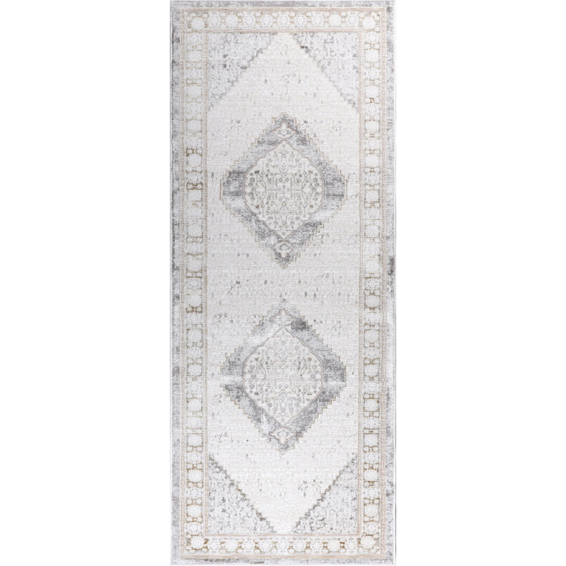Tapis abstrait à motif de médaillon moderne MDA Rugs Bernard Collection, Tapis de couloir 2 pi 5 po x 7 pi 5 po