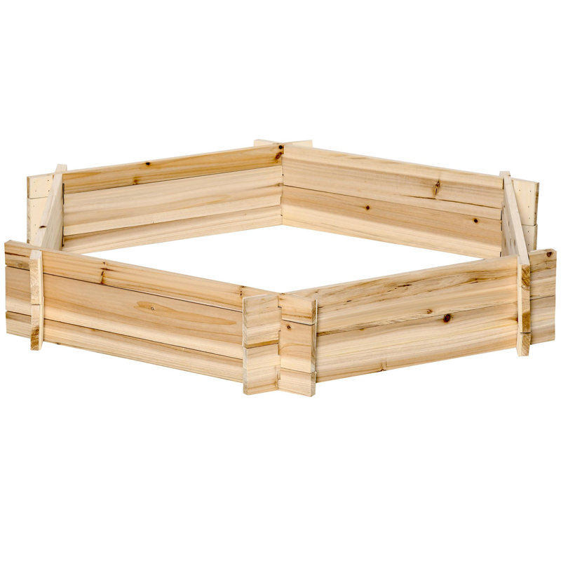 Wooden Hexagonal Screwless Planter, Natural