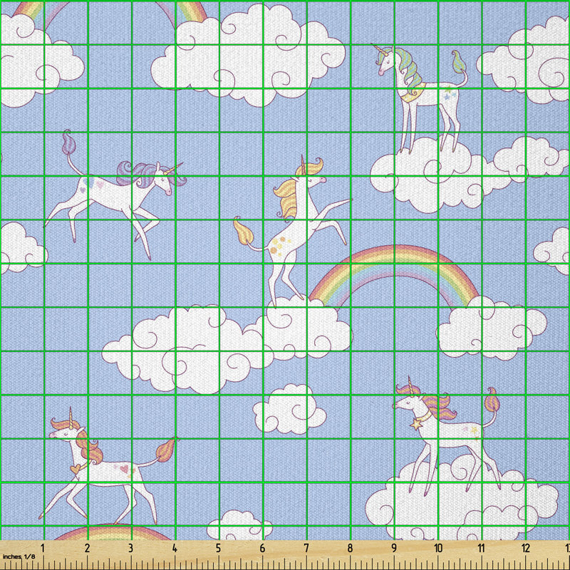 Deryk Mythical Creatures with Rainbows Unicorn Multi-Purpose Fabric
