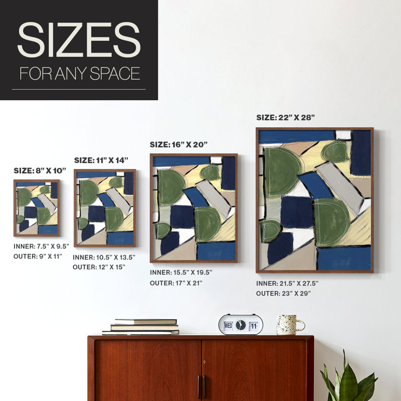 «Spatial Mix I», reproduction encadrée - bois massif, Cadre photo brun simple, H 14 po x l 11 po