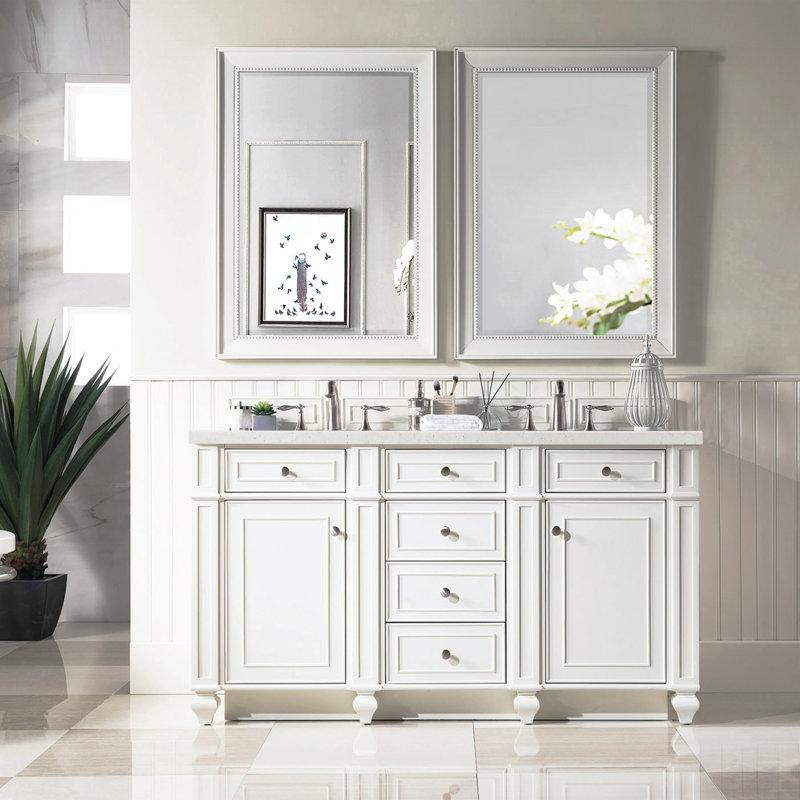 Bristol 60'' W Double Vanity, Bright White, Lime Delight, 8" Widespread