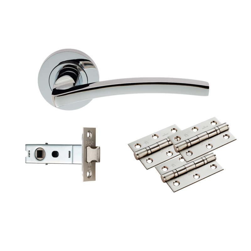 Tavira Latch Door Handle, Polished Chrome
