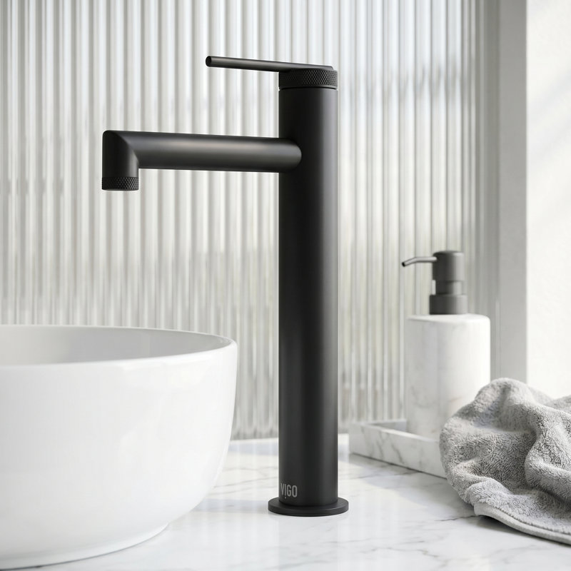 Robinet de lavabo vasque à poignée simple 11 "Sterling H, Noir mat