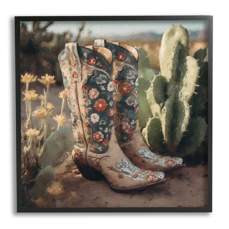 Cowboy bottes, paysage sur toile, impression, H 24 po x l 24 po x P 1,5 po