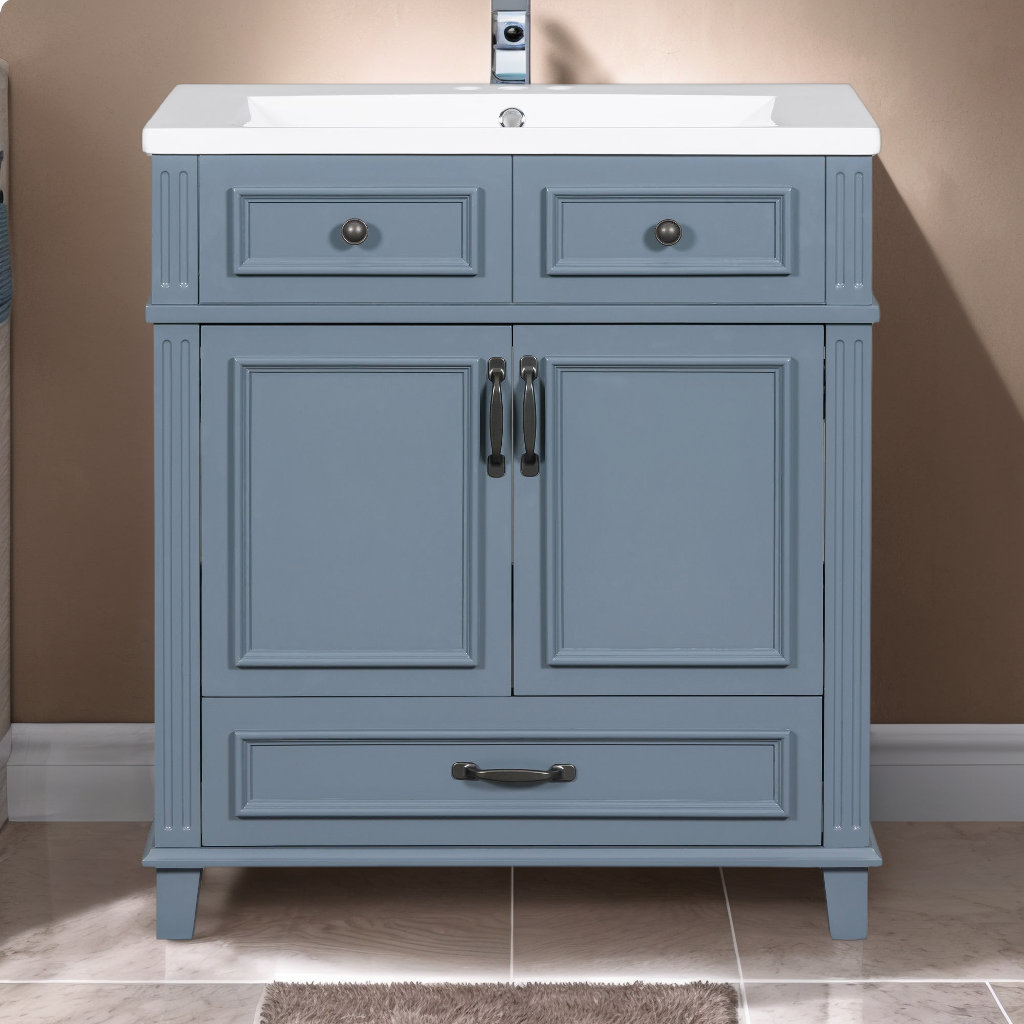 Longshore Tides Kailyn Solid Wood+MDF Freestanding Bathroom Cabinet ...