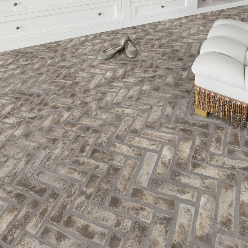 MSI 12 po x 15 po. Carreau de mosaïque en brique d'argile texturée naturelle, Taupe rétro
