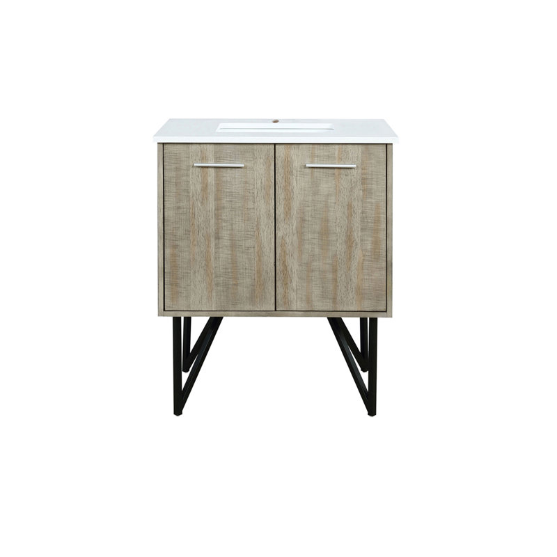 Meuble-lavabo rustique en acacia 30 po X P 20 po D, avec plateau en marbre de culture, 30"