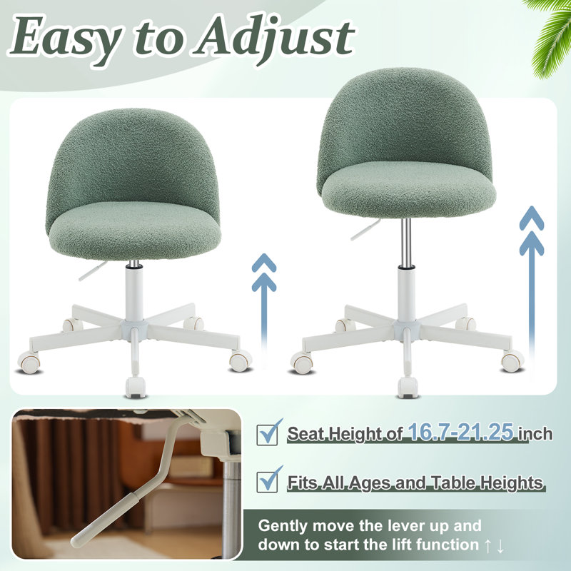 Petit fauteuil de bureau ergonomique en molleton Modern Teddy, Vert