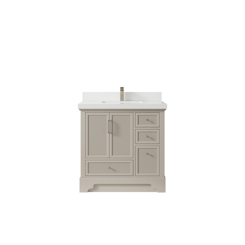 Meuble-lavabo simple 36 po avec plateau en quartz Alys