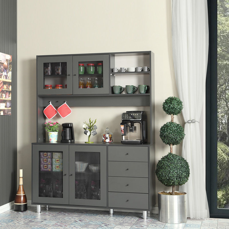 Modern Multi-Purpose Cabinet, Anthracite, 55.1 x 73.6 x 15.7 inches | 100% Chipboard Construction, Wall-Mountable, 10-inch Legs, Ample Shelving, Ideal for Home Office & Living Room, Stylish & Functional Storage Solution