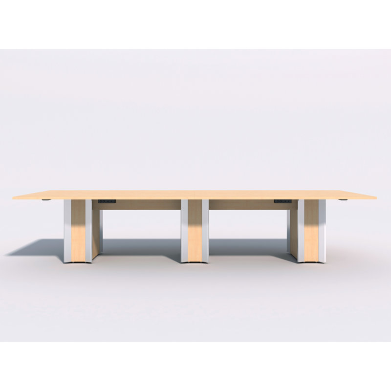 Table de conférence rectangulaire avec modules d'alimentation, Érable Fushion