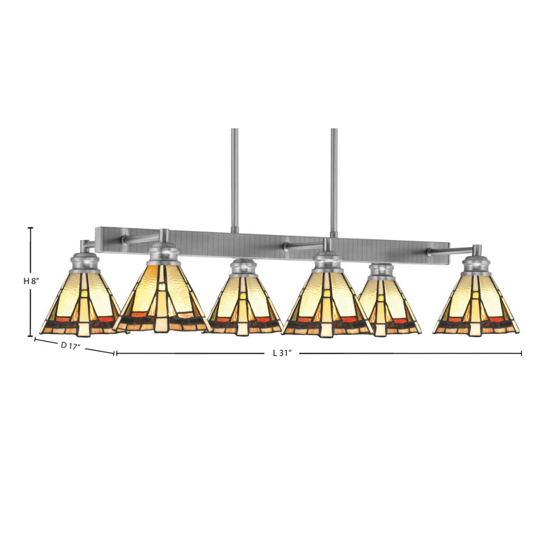 Edge 6 Light Bar With 7" Glass, Brushed Nickel