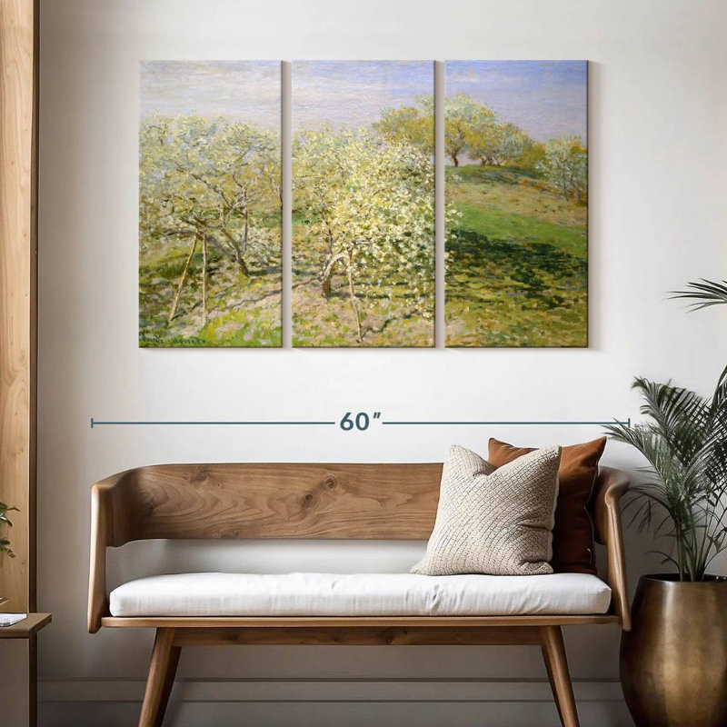 Arbres fruitiers printaniers en fleurs 1873, H 32 po x l 50 po
