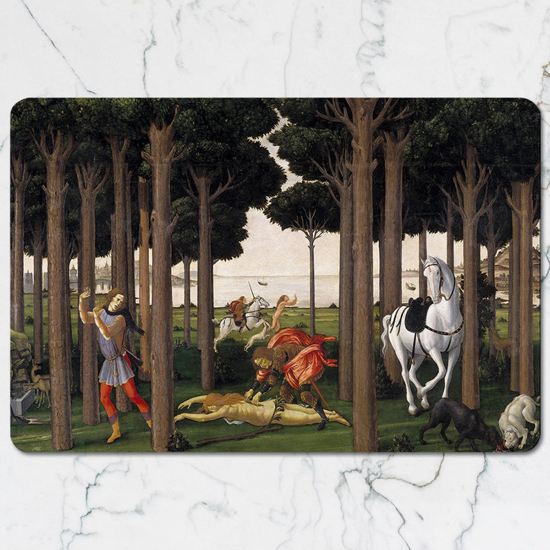 Classic Forest Hunt Medieval Scene Placemat Coaster Set