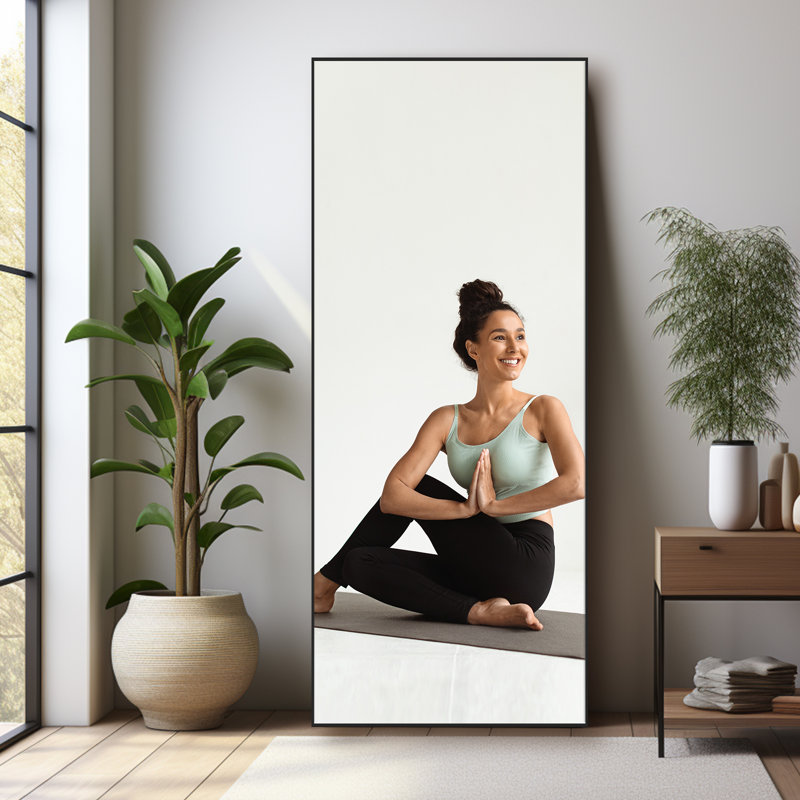 Miroir de plancher rectangulaire Chakong, Noir, 71" x 30"