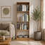 Ensemble de bibliothèque 3 pièces en chêne naturel avec étagères ouvertes pour un rangement et une présentation optimisés, parfait pour les intérieurs modernes.