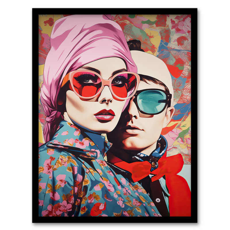 Alazay Chic Sunglasses Retro Advert Spring Floral Fashion Couple - Single Picture Frame Print