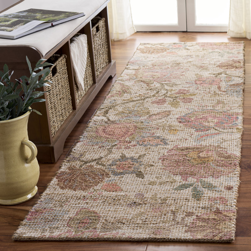 Saffron Hand Woven Jute/Sisal; Chenille; Cotton Floral Indoor Rug, 2'-3" X 8'-0" Runner