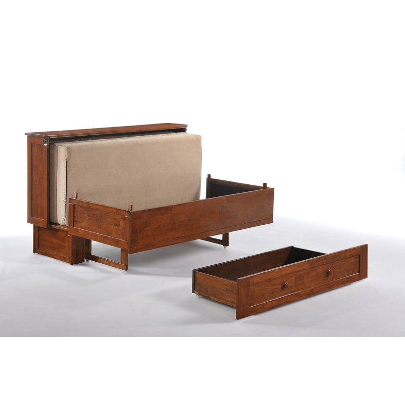 Lit armoire avec grand lit Clover Murphy, Cerisier